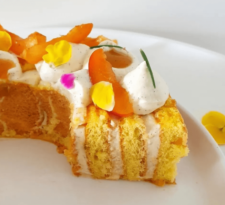 Photo d'un gâteau aux fruits abricots vanille Vani Saveurs réalisé par Sophie Carrière